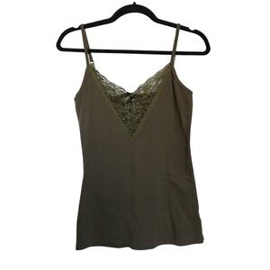 Olive Green Lace Trim Cami Top